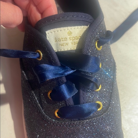 Kate Spade Glittery Blue Sneakers with Gold Details - Picture 7 of 7